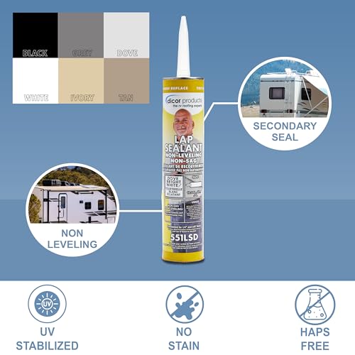 image for Dicor 551LSD-1 HAPS-Free Non-Leveling Lap Sealant - 10.3 Oz, Dove (Bri