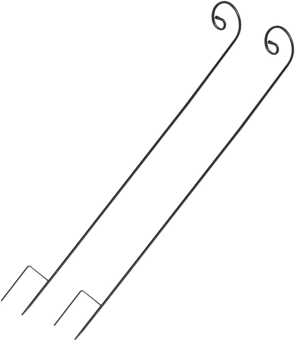 FRCOLOR 2pcs Rust-Resistant Iron Shepherd Hooks with Ground Stakes 120cm Height Outdoor Garden Plant Hangers for Hanging Lanterns and Bird Feeders