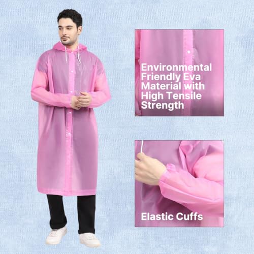 Image of Citizen Eco-Friendly EVA Poncho Raincoat for Men & Women, Lightweight Waterproof Coat with Hood, Adjustable Drawstring, Button Closure & Easy Carry Pouch, Reusable & Durable Outdoor Rainwear