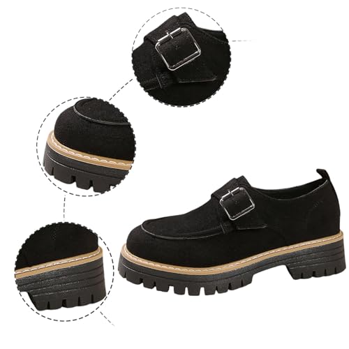 Women's Casual Shoes Slip On Loafers Comfortable Platform for Everyday Wear with Suede Upper and Buckle Detail2