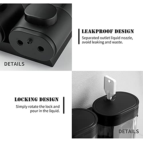 Wall Mounted Soap Dispenser Bathroom 3 Chambers, Clear Liquid Shower Soap Dispenser，Shampoo And Conditioner Dispenser For Shower Wall(Black) #TOP2