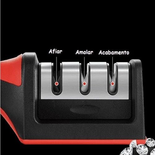Afiador e Amolador Manual de Facas e Tesouras Profissional Afiação Precisa com 3 Níveis Segurança e