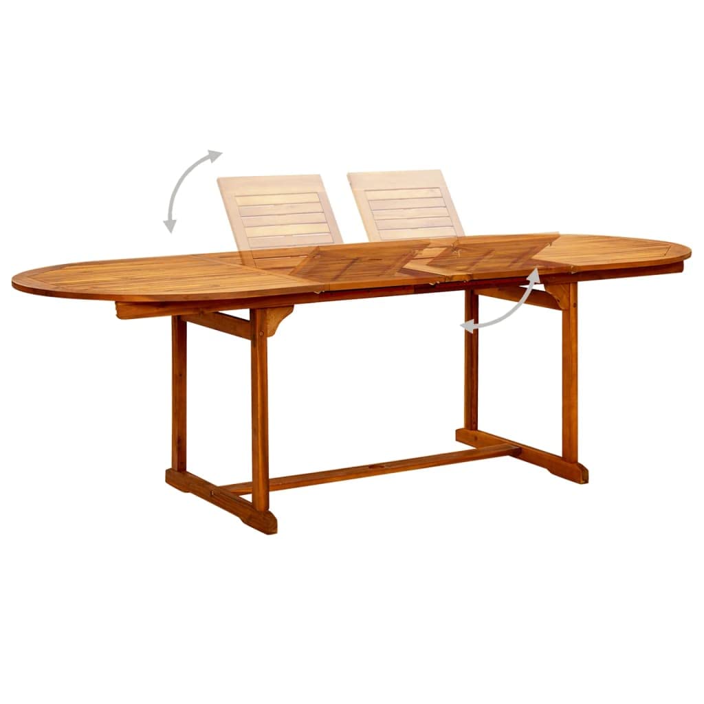 Tavolo da giardino in legno di acacia massiccio, allungabile (160-240) x 100 x 75 cm, superficie trattata ad olio, resistente alle intemperie, durevole, per esterni