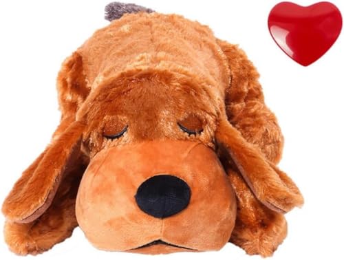 Yobuisg 犬 おもちゃ ハートビート ぬいぐるみ 心音が出る 癒し系 不安緩和 睡眠補助 ストレス解消 心を落ち着かせる行動睡眠トレーニング 分離不安 家の破壊防止対策 温熱パックも付属 (E)