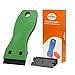 Ehdis 1.5-inch Plastic Razor Scraper with 10pcs Double Edged Plastic Blades for Removing Labels Stickers Decals on Glass Windows, Green