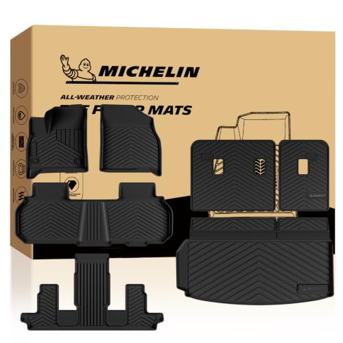 Image of Michelin Vehicle Mats, All-Weather TPE Custom Fit Liner for 2024-2026 Chevy Traverse /2024-2026 GMC Acadia /2025-2026 Buick Enclave 7 Seats(7 Piece), Not Fit 2024 Traverse Limited, Premier