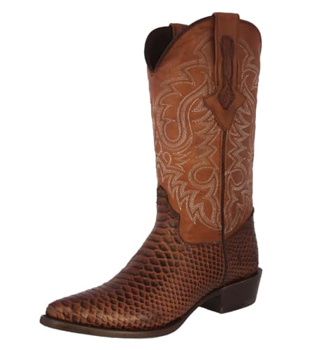 Texas Legacy Mens Cognac Western Leather Cowboy Boots Snake Python Print J Toe