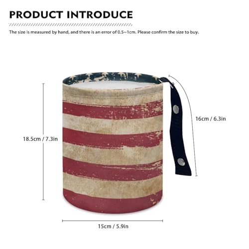 Image of Pensura Vintage American Flags Car Garbage Bin Reusable Hanging Auto Trash Can for Front Seat Back Seat Car Organizer for Car, Office, Home, Travel Camping Accessories