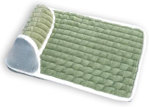 Andula 犬 ベッド クッション 春夏秋冬 ペットベッド 清掃しやすい 猫用ソファー さらさら 通気性 蒸れにくい 枕付き 性が 高反発 高齢犬 子犬 猫 多頭飼い 取り外せるカバー 滑り止め 防水 小型犬 中型犬 洗える ペット用品 (グリーン,XL