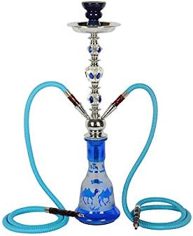 Yameisi 22'' High 2 Pipes Shisha Narguile Set High Quality Arab Style Glass Hookah Delicate Crystal Sheesha
