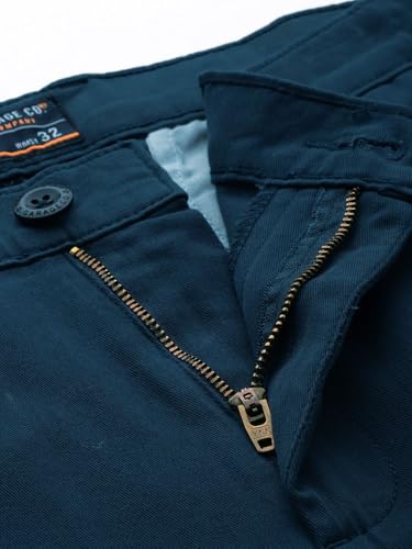 Image of THE INDIAN GARAGE CO Men Slim Fit Solid Mid-Rise Stretchable Cuffed Cargos