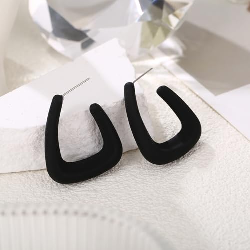 Acrylic Huggie Statement Earrings, Colorful Dome Huggie Hoop Earrings for Women4