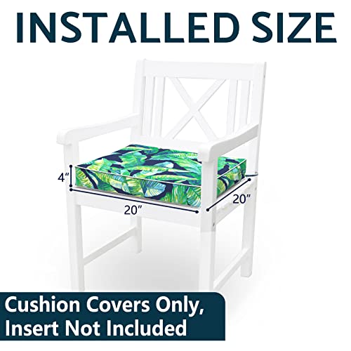 Twlear Outdoor Cushion Covers For Patio Furniture, Patio Cushion Covers Replacement, Water Resistant Chair Cushion Slipcovers, 20" X 20" X 4", 2 Pack, Hanalei Lagoon (Covers Only) #TOP1