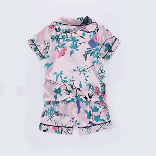 Unisex Baby Girls Boys Silk Satin 𝐏ajamas 2 Piec𝐞 Button-Down Clasic 𝐋oungewear Toddler Summer Cartoon 𝐏js2