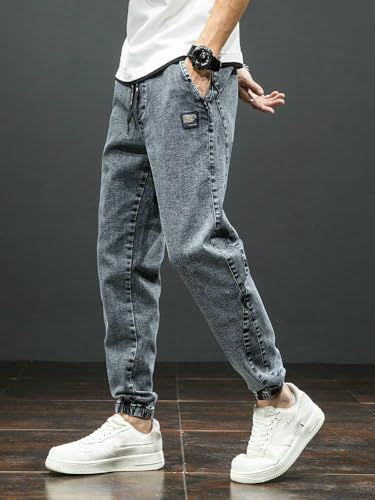 Spring Summer Black Blue Cargo Jeans Men Streetwear Denim Jogger Pants Men Baggy Harem Jean Trousers 5