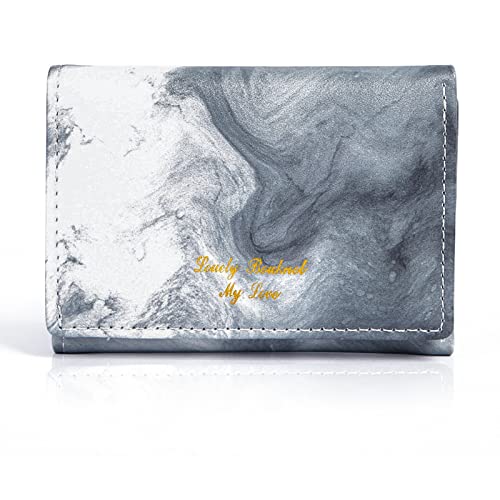 DANXIAN Geldbörse Damen klein, Portemonnaie Damen Klein Leder Bifold Brieftasche Handtasche, Weich Bequem Kleiner Geldbeutel Damen mit Viel Kartenfächer (Grau) Cover