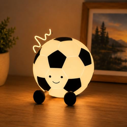 Image of CRAE Football Silicone Night Light for Kids & Babies | Rechargeable LED Bedside Lamp with Touch Control | Cute Bedroom Decor Lamp for Study Table & Home (NL038)