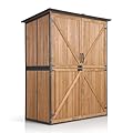 Aivituvin Shed Outdoor Storage Cabinet with Durable Metal Frame Waterproof Garden Tool Storage with Adjustable Shevels and Floor for Backyard Garden Patio Lawn, 55" L, Brown