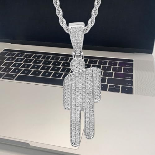 Couple Crooked Head Zircon Hipster Necklace, Hip-Hop Street-Style Diamond-Encrusted Pendant Twist Chain2