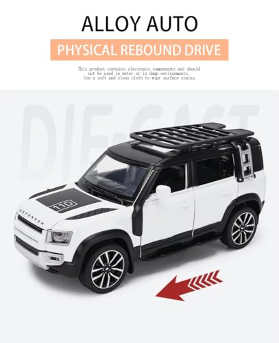 Image of Diecast Range Rover Defender Model - 1:32 Scale SUV Toy with Light & Sound, Alloy Off-Road Car for Kids & Collectors, Realistic Pull-Back Vehicle, Gift for Boys & Car Lovers (Green)