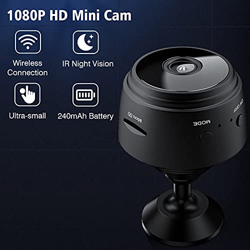 Moniss 1080P WiFi Mini câmera filmadora filmadora 150 ° Grande angular IR Detecção de movimento 128