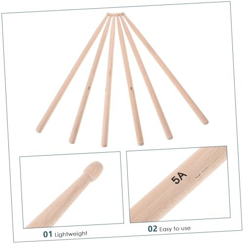 3 Pares Clásicos de Baquetas de Madera de Arce miniatura 3