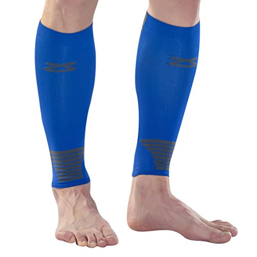 Zensah Ultra Compression Leg Sleeves for Running, Shin Splint Relief, Electric Blue,Small
