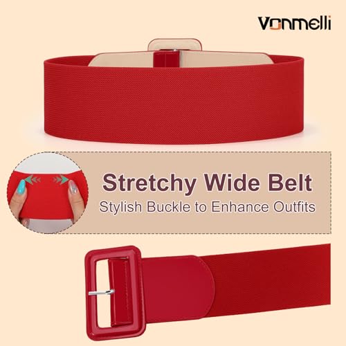 VONMELLI Stretchy Wide Women Belts Elastic Vintage Belts for Women Fashion Ladies Waist Belt for Dress2