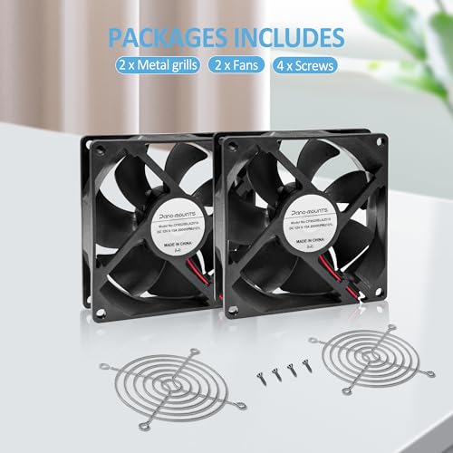 2 Pack 90mm 92mm 12V DC 2 Wire 3 Pin PC Fan for Computer Case Cooler, 2000RPM 2