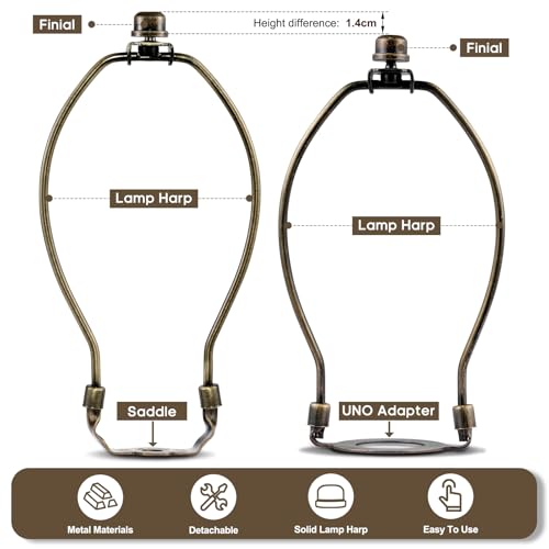 Lamp Shade Harp, Antique Brass Lamp Harp Frame Lampshade Bracket, Detachable Shade Holder for Floor or Table Light (Bronze, 8-Inch) by GooChan - Image 6