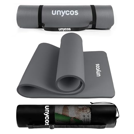 unycos - Esterilla de Deporte, Yoga, Pilates y Fitness, Gruesa (15 mm) Antideslizante【E-Book】Correa y Bolsa de Transporte, Colchoneta NBR para Gimnasio en Casa 183x60 cm | 72,04"x23,62" (Gris)