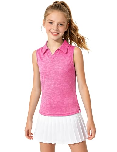Image of Auranso Girls Polo Shirts Sleeveless Golf Tennis Quick Dry T-Shirts Tops