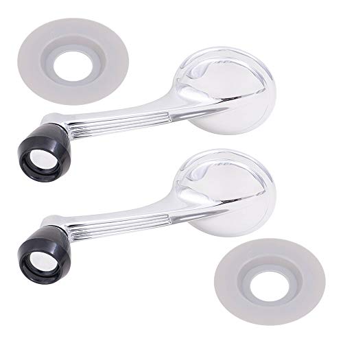 Brock Replacement Set Manual Window Crank Handles Chrome w/Black Knobs Compatible with Tri-Five 150 210 Nomad Bel Air & Biscayne Chevelle El Camino