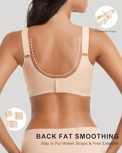 Aubrasen Wireless Bras for Women Full Coverage Supportive Push Up Bra Comfortable Seamless Yoga Friendly Fits 34C-40DD Nude — view 4