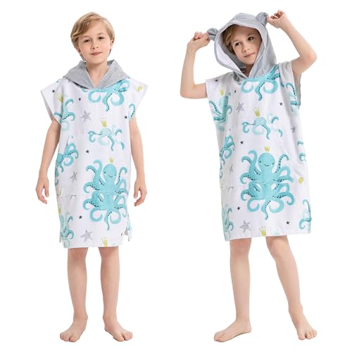 Rainleaf-Surf-Poncho-Kids-Changing-Towel-Quick-Dry-Pool-Swim-Beach-Towel-with-Hood-and-Front-Pocket-Warm-and-Soft-Microfiber-Robe-Towel-Octopus-S19X29 41HP7fqImzL