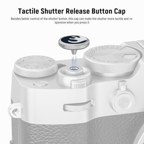 NEEWER X100V X100VI Hot Shoe Hot Shoe Cover and Shutter Caps Set, Cold Shoe Cover with Shutter Release Photography Accessories Compatible with Fujifilm X100V X100VI, Silver, CA110 - Thumbnail 4