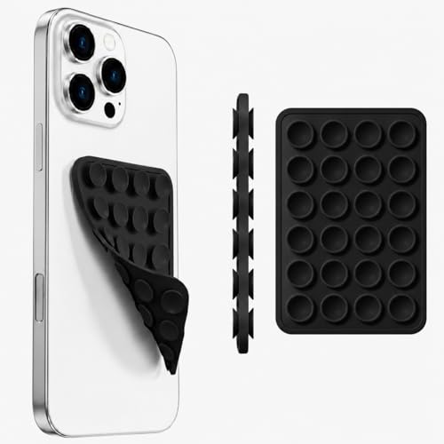 Image of GooseBox Suction Cup Phone Case Mount, Double-Sided Suction Anti-Slip Silicon Sticky Phone Stand Hands-Free Strong Grip Holder for Selfies and Videos (Black, Pack of 1)