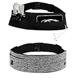 2 Pack Running Belt for Phones Flip Belt for Men and Women, Ultra Light Running Fanny Pack Hidden Waist Bag Phone Holder for Running Jogging Walking Cycling Hiking Workout, Black+Gray