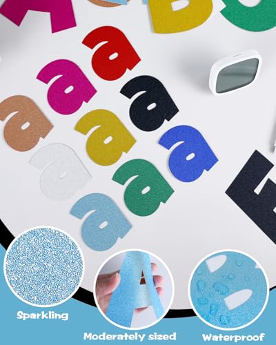 Image of 249 Pcs Glitter Bulletin Board Letters, Numbers and Punctuation 4 Inch | Cut Out Letters for Bulletin Board Decorations, Poster Board Letters Alphabet Cutouts for Classroom Wall Decor (Light Blue)