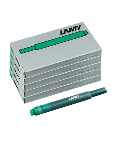 LAMY T10 6er Set Tintenpatronen mit großem Tintenvorrat - geeignet für alle Lamy Patronenfüllhaltermodelle - Inhalt 1,25ml je Patrone - 5 Stück pro Päckchen - Tintenfarbe grün