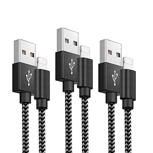 MaxTeck - Cable de Carga para iPhone (1 m, 2 m, 3 Unidades, USB Compatible con iPhone X, 8, 8, Plus, 7, Plus, 6S, 5C, SE, iPad Pro Air, iPad Mini 2, 3, 4, iPod - iOS10)