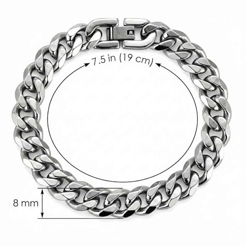 Pulsera EHLINVVE acero titanio 8mm 7.5in plateada miniatura 5