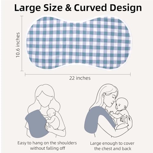 Image of LifeTree Muslin Baby Burp Cloths - 2 Pack 70% Viscose from Bamboo and 30% Cotton Large 22'' by 10.6'' Absorbent Milk Spit Up Rags - Burping Cloths for Newborn, Girls Boys, Duck & Blue Checkered