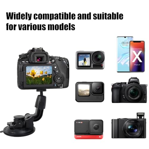 Image of Universal High Power Suction Cup Mount Holder Heavy Duty Mount for Go-Pro, Insta 360, SJCam & Mobile Fixing on Car Windshield & attaching Mini Photography Lights for Videography