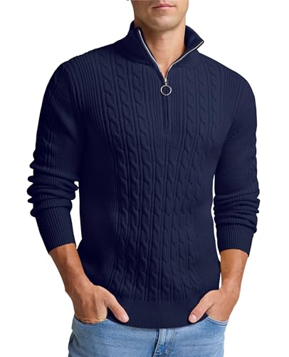 Hisir Men's Sweaters Male Knitwear Sweater Warm Casual Mens (Navy Blue,XL)