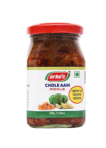 Image of Arkos Homemade Chole Aam Pickle, 200gm with 100% natural ingredients,Soury Chickpeas and mango pickle,Garbanzo and mango Pickle,Ready to eat hot rice, roti,paratha etc