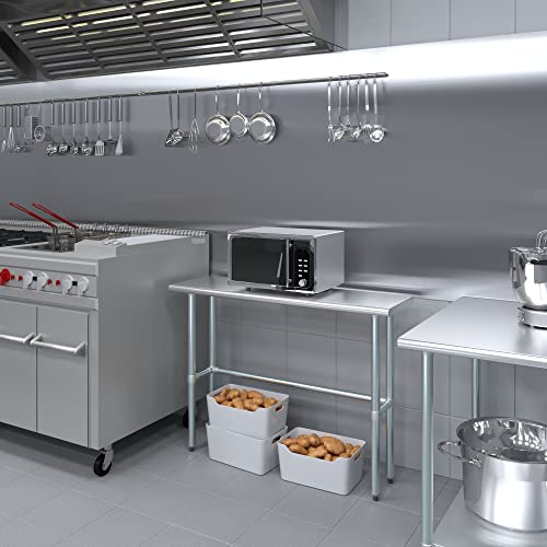Image of AmGood Stainless Steel Work Table Open Base | Metal Work Bench (Stainless Steel Table Open Base, 48 inch Long x 14 inch Deep)