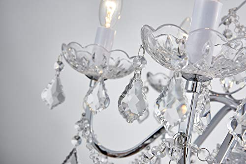 Bestier Modern Chrome Pendant Chandelier Crystal Lighting Ceiling Light Fixture Lamp for Dining Room Bathroom Bedroom Livingroom 6 E12 Bulbs Required D23.6 x H22.8