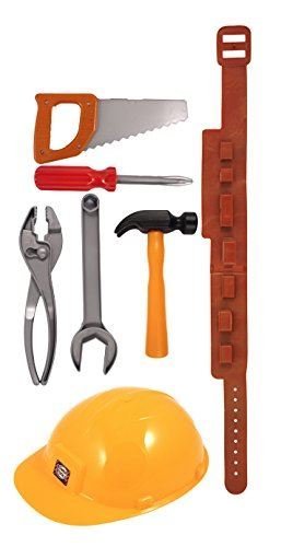 Child's Builders Plastic Fancy Dress Accessories Set - Belt, Hat, Tools(2-Pack)