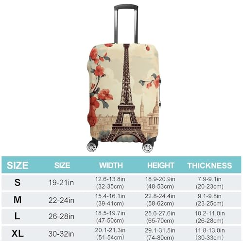 Paris Vintage Floral Luggage Cover, Washable Elastic Suitcase Cover Protector Fit 18-32 Inch Luggage2